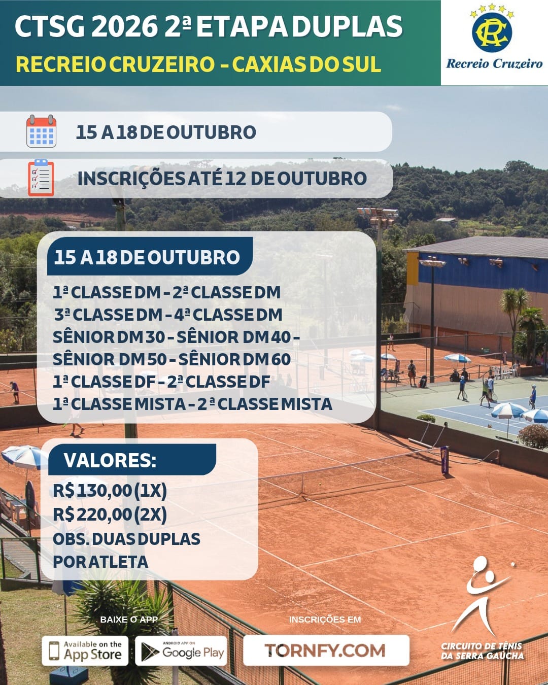 Cartaz do evento CTSG 2026 2ª Etapa Duplas Recreio Cruzeiro 